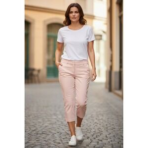 Ann Taylor LOFT Marisa Pants Womens Size 14 Blush Pink Slim Ankle Stretch preppy